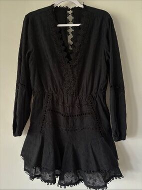 Aqua Black Crochet Lace Dress Xl
